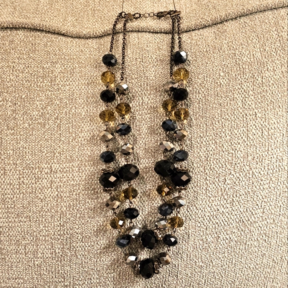 Express Black/Dark Crystal Double Stranded Necklace